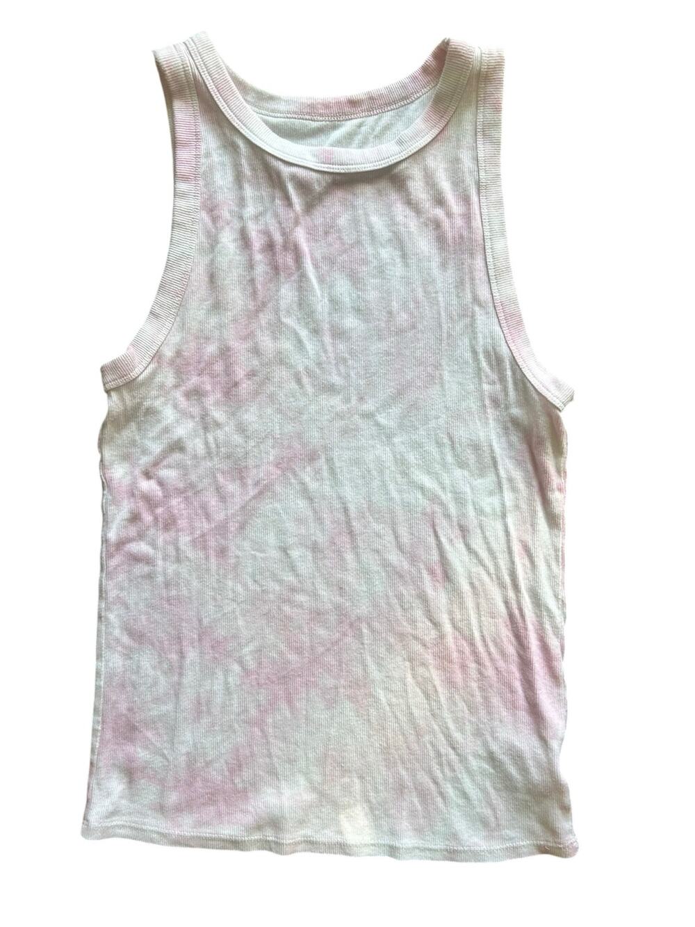 A New Day Pink & White Tie-Dye Ribbed Tank Top - Size Large